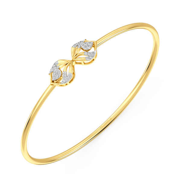 Floral Bow Diamond Openable Bangle in Rose Gold  Diamond Oval Bangle Bracelet