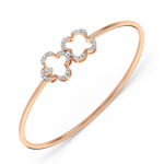 Twin Dainty Clover Diamond Oval Bangle Bracelet