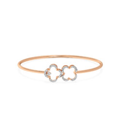 Twin Dainty Clover Diamond Oval Bangle Bracelet