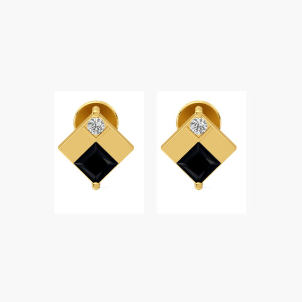Style Black And Gold Drop Diamond Earring