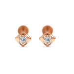 Minimalist Rose Gold Diamond Earring with Shiny Center Stone