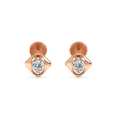Minimalist Rose Gold Diamond Earring with Shiny Center Stone