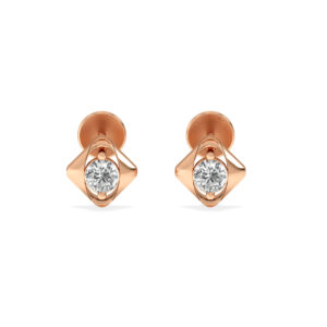 Minimalist Rose Gold Diamond Earring with Shiny Center Stone