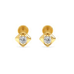 Minimalist Rose Gold Diamond Earring with Shiny Center Stone