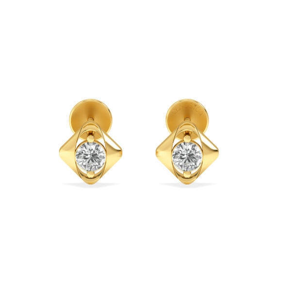 Minimalist Rose Gold Diamond Earring with Shiny Center Stone