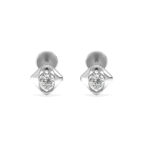Minimalist Rose Gold Diamond Earring with Shiny Center Stone