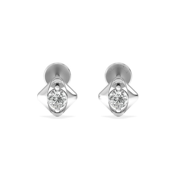 Minimalist Rose Gold Diamond Earring with Shiny Center Stone