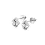 Minimalist Rose Gold Diamond Earring with Shiny Center Stone