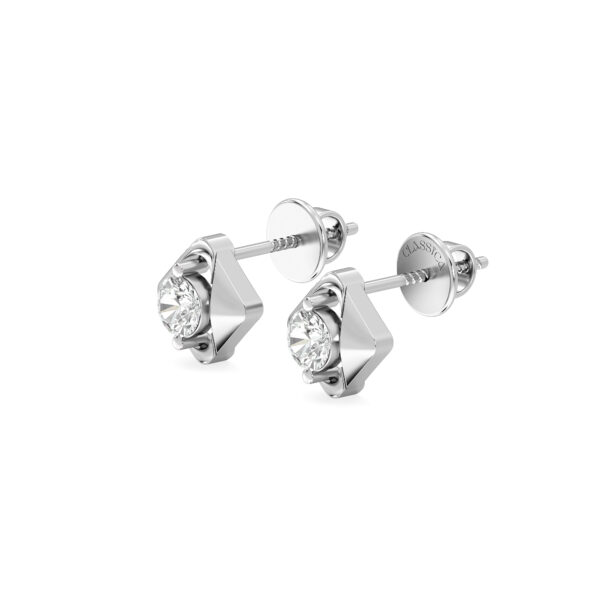 Minimalist Rose Gold Diamond Earring with Shiny Center Stone