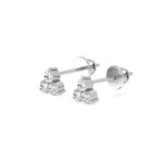 Small Rose Gold Diamond Earrings With Three clear Gems