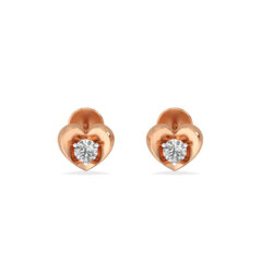 Delicate Heart-Shaped Gold Diamond Earring