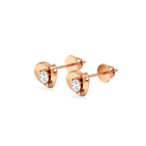 Delicate Heart-Shaped Gold Diamond Earring