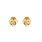 Delicate Heart-Shaped Gold Diamond Earring