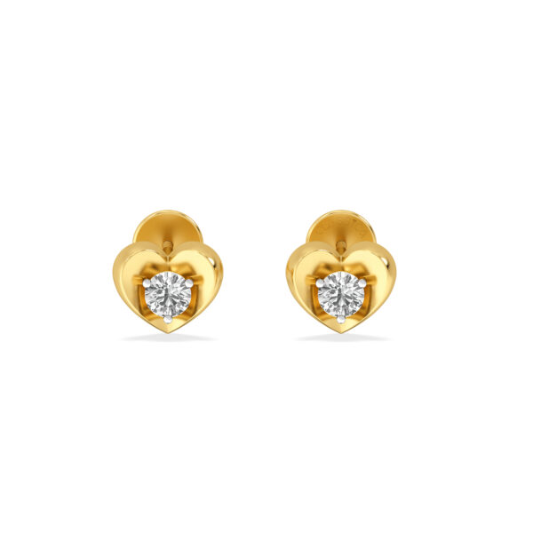 Delicate Heart-Shaped Gold Diamond Earring