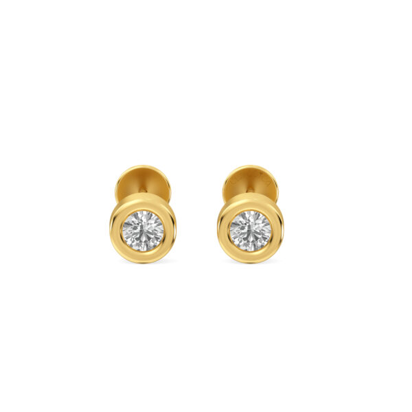 Round Diamond Stud Earrings In Rose Gold-Bezel Set