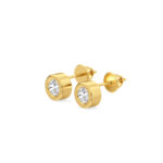 Round Diamond Stud Earrings In Rose Gold-Bezel Set