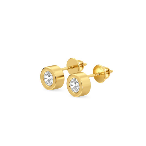 Round Diamond Stud Earrings In Rose Gold-Bezel Set