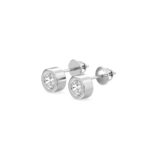 Round Diamond Stud Earrings In Rose Gold-Bezel Set