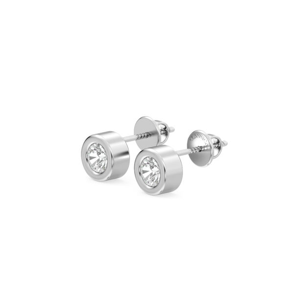 Round Diamond Stud Earrings In Rose Gold-Bezel Set