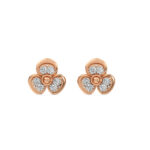 Pretty Flower Diamond Earring With Crystals in Rose Gold