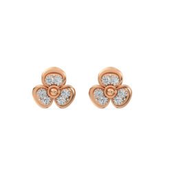 Pretty Flower Diamond Earring With Crystals in Rose Gold