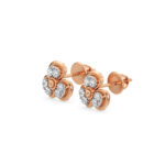 Pretty Flower Diamond Earring With Crystals in Rose Gold