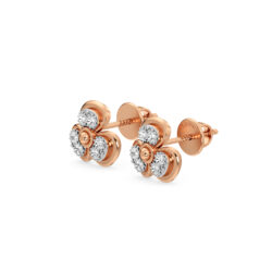 Pretty Flower Diamond Earring With Crystals in Rose Gold