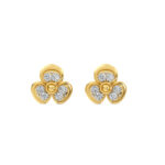 Pretty Flower Diamond Earring With Crystals in Rose Gold