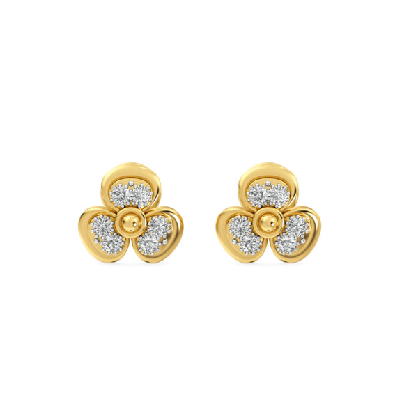 Pretty Flower Diamond Earring With Crystals in Rose Gold