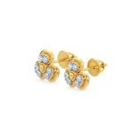 Pretty Flower Diamond Earring With Crystals in Rose Gold
