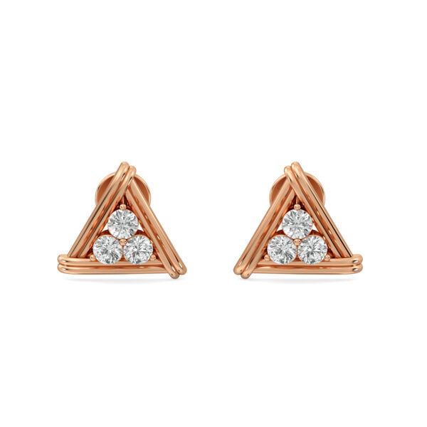 Triangle Twig Basket Diamond Studs Earrings