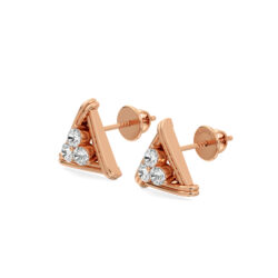 Triangle Twig Basket Diamond Studs Earrings