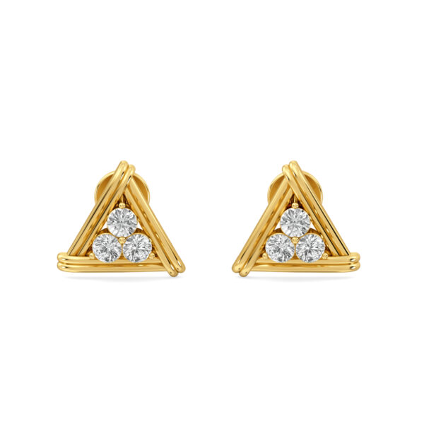 Triangle Twig Basket Diamond Studs Earrings