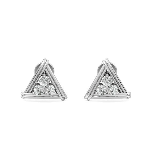 Triangle Twig Basket Diamond Studs Earrings