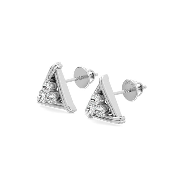 Triangle Twig Basket Diamond Studs Earrings