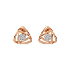 Modern Triangle Stud Diamond Earrings In Rose Gold