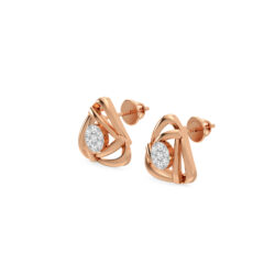 Modern Triangle Stud Diamond Earrings In Rose Gold