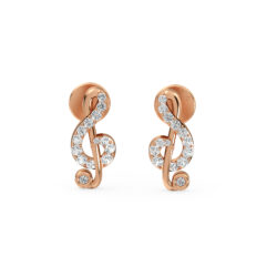 Sparkly Treble Clef Diamond Earrings For Music Lovers