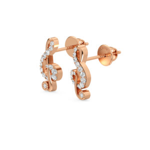 Sparkly Treble Clef Diamond Earrings For Music Lovers
