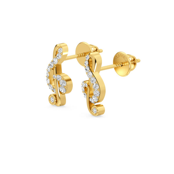 Sparkly Treble Clef Diamond Earrings For Music Lovers