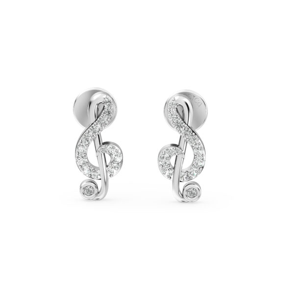 Sparkly Treble Clef Diamond Earrings For Music Lovers