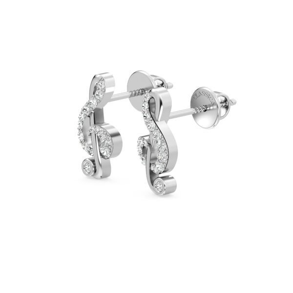 Sparkly Treble Clef Diamond Earrings For Music Lovers