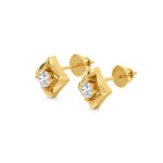 Golden Twirl Mini Diamond Studs