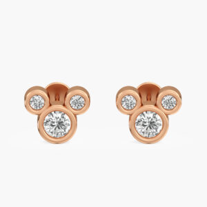 Mickey Inspired Gold Diamond Earrings