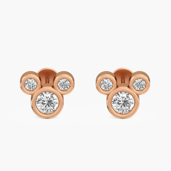 Mickey Inspired Gold Diamond Earrings