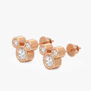 Mickey Inspired Gold Diamond Earrings