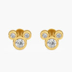 Mickey Inspired Gold Diamond Earrings