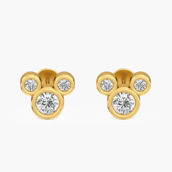 Mickey Inspired Gold Diamond Earrings