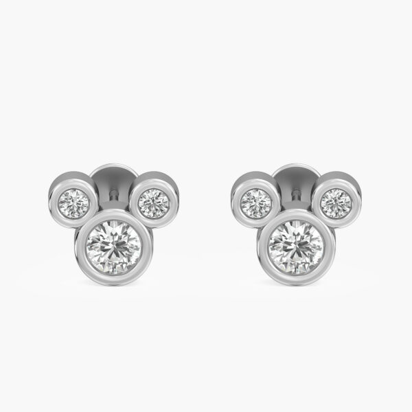 Mickey Inspired Gold Diamond Earrings