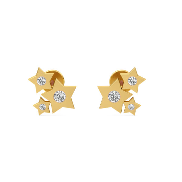 Triad Stars Minimal Diamond Studs Earrings